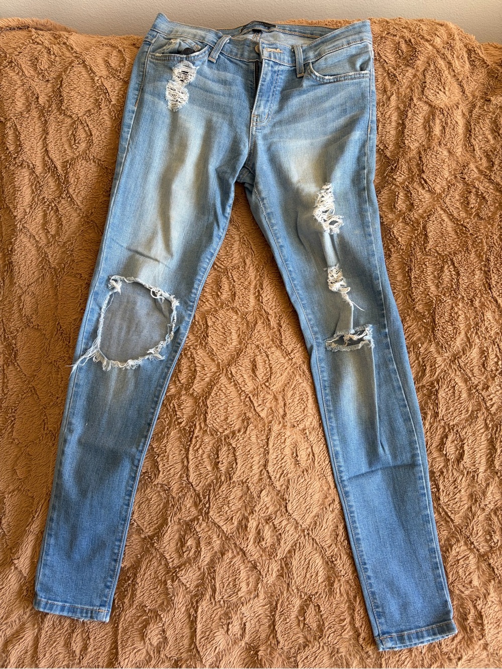 Flying Monkey Light Wash Distressed Skinny Jeans